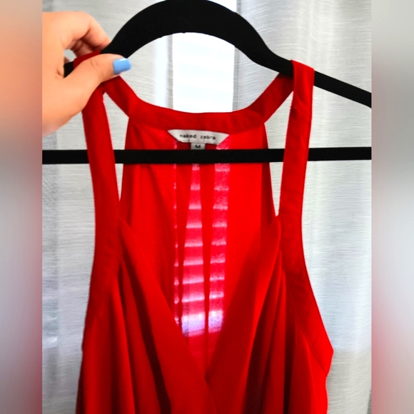 Naked Zebra Sheer Red Sleeveless Blouse Women's Size Medium - Picture 2 of 6